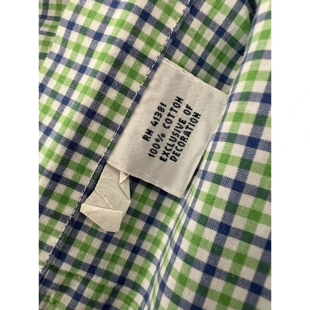 Ralph Lauren Button Down Shirt 2XLT Tall Green Blue Gingham Pony Logo Cotton